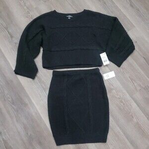 Crystal doll dark grey mini sweater skirt and matching crop top juniors large